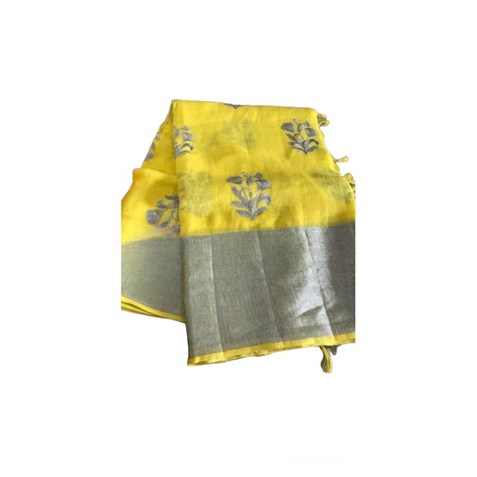 Linen By Linen Yellow With Grey Border