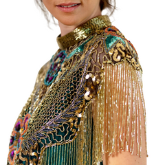 Luxury Colourful Beaded Cape Fringe Shoulder Shrug Shawl Pashmina