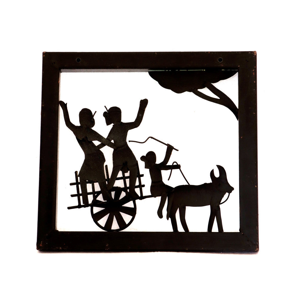 Maadia Maadin couple on a bull cart wall hanging