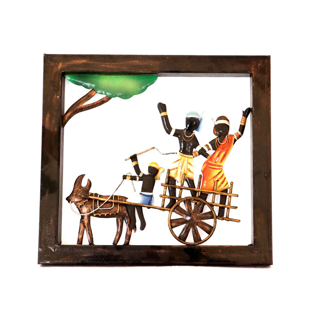 Maadia Maadin couple on a bull cart wall hanging