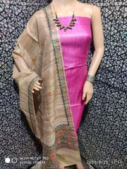 Madhubani Hand Block Printed Dupatta Tussar Ghicha Suit Material Style 2