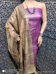 Madhubani Hand Block Printed Dupatta Tussar Ghicha Suit Material Style 3