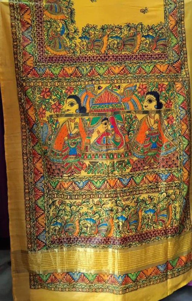 Madhubani Handpainted Saree By Cultural Style 15
