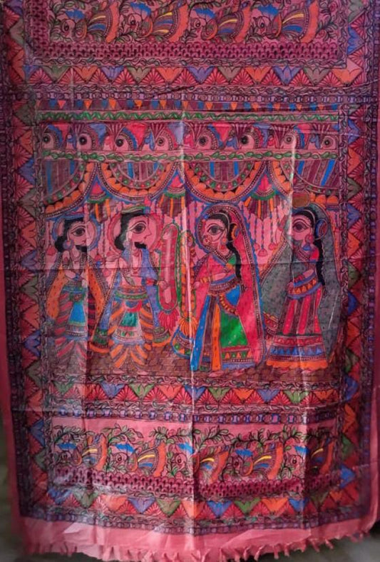 Madhubani Handpainted Saree By Cultural Style 17