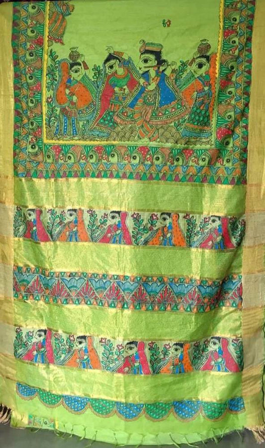Madhubani Handpainted Saree By Cultural Style 2