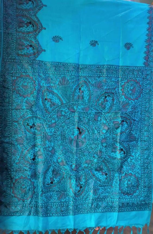 Madhubani Handpainted Saree By Cultural Style 3