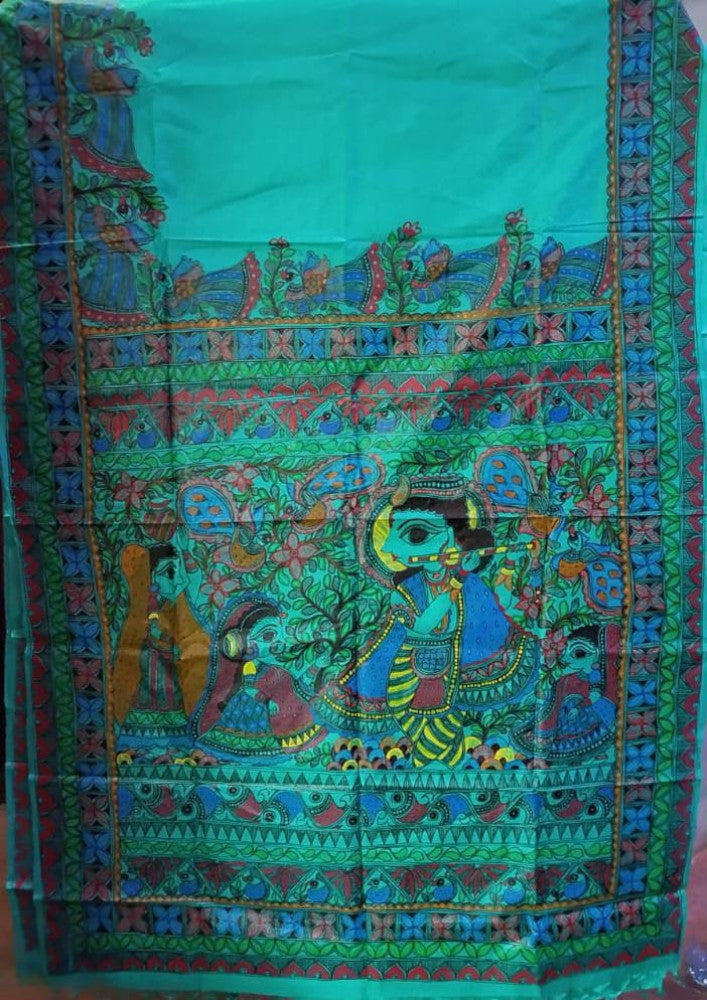 Madhubani Handpainted Saree By Cultural Style 4