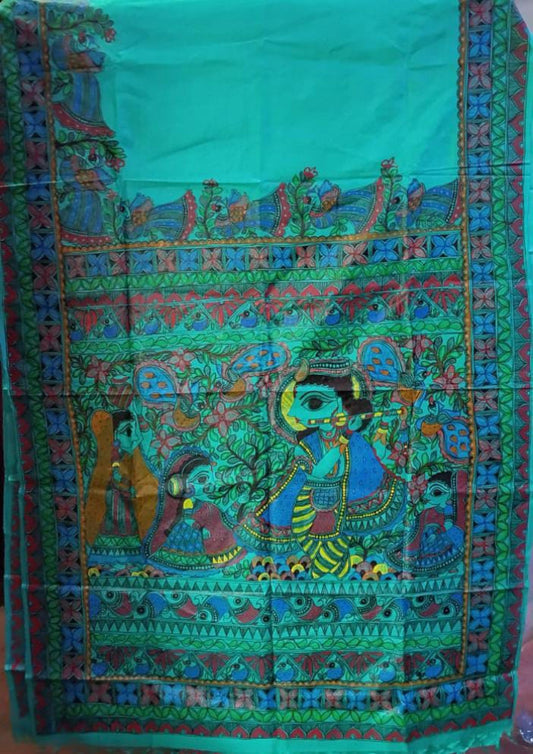 Madhubani Handpainted Saree By Cultural Style 4