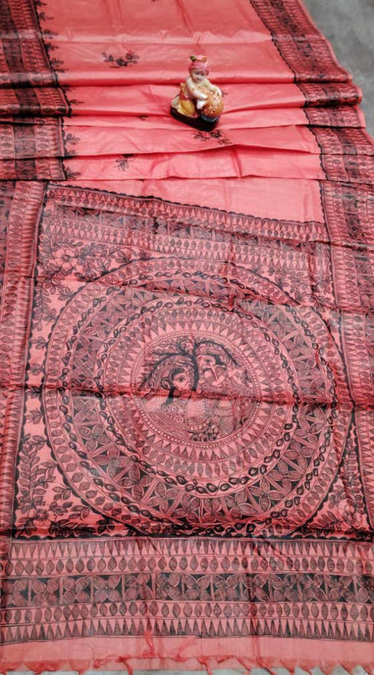 Madhubani Handpainted Saree By Cultural Style 8