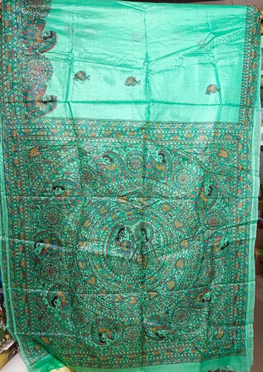 Madhubani Handpainted Saree By Cultural Style 9