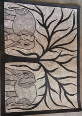 Madhubani Painting A Two Elephant on Natural Paints on Khadi Paper