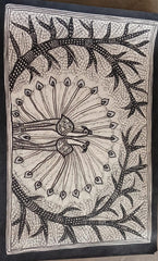 Madhubani Painting A Two Peacock on Natural Paints on Khadi Paper