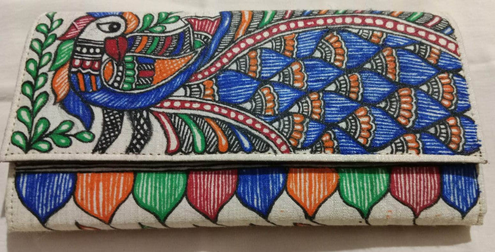 Madhubani painting clutch bag mobile holder Style 1