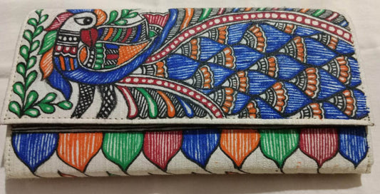 Madhubani painting clutch bag mobile holder Style 1