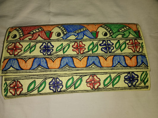 Madhubani painting clutch bag mobile holder Style 3
