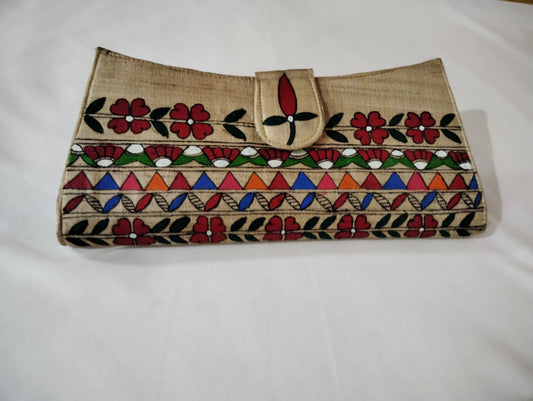 Madhubani painting clutch Button Bag