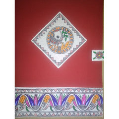 Handmade Beautiful File Folder Designed by Madhubani Painting For Women In Red Colour