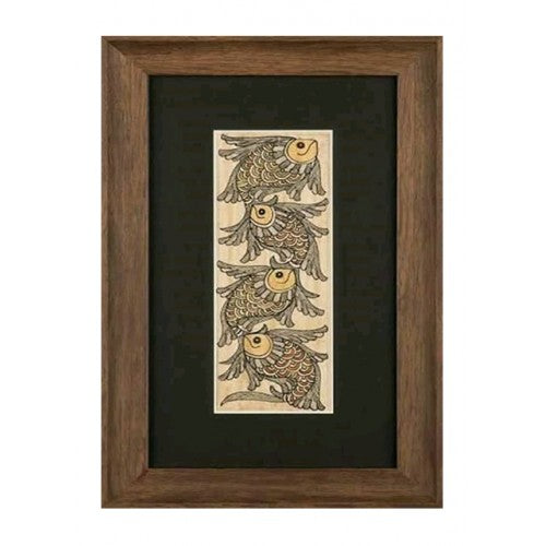 Traditional Madhubani Painting on Canvas of Fish