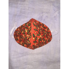 Handmade Beautiful Mask Designed By Madhubani Painting In Off Dark Orange Colour For Virus Protectio