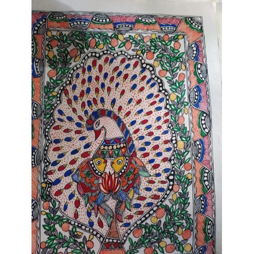 Traditional Handmade Madhubani Painting Of Beautiful Fish For Decoration