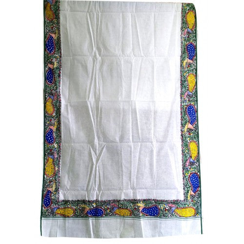 Men's Ethnic and Traditional Madhubani Peacock Painted Cotton Gamcha