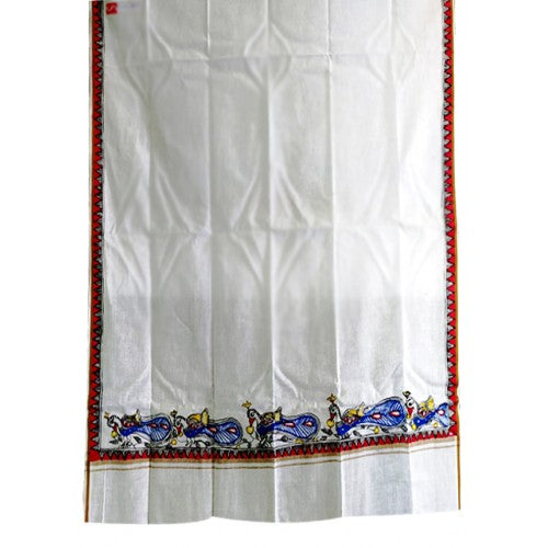 Men's Ethnic and Traditional Madhubani Hand Painted Beautiful Peacock Border Cotton Gamcha