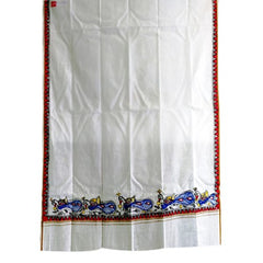 Men's Ethnic and Traditional Madhubani Hand Painted Beautiful Peacock Border Cotton Gamcha