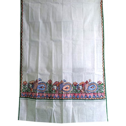 Men's Ethnic and Traditional Madhubani Hand Painted Cotton Gamcha