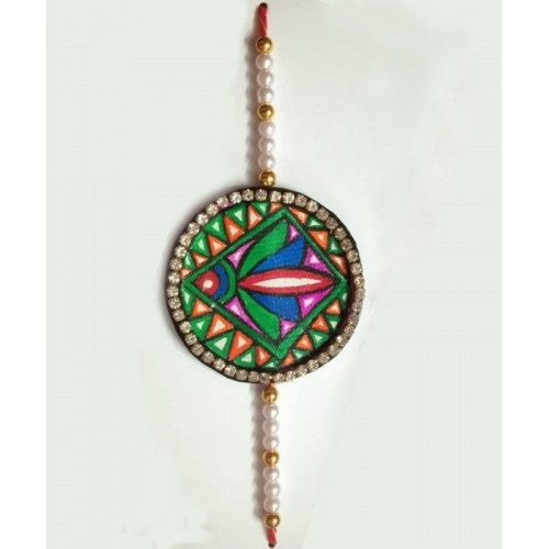 Unique Collection Of Traditional Madhubani Handpainted Rakhi Lotus Design