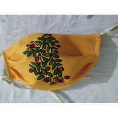 Anti Pollution Dust and Virus Protection Madhubani Painting Reusable Cotton Half Face Ear Loop Mask