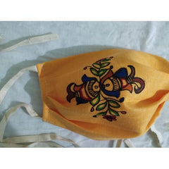 Anti Pollution Dust and Virus Protection Madhubani Painting Reusable Cotton Half Face Ear Loop Mask