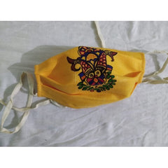 Anti Pollution Dust and Virus Protection Madhubani Painting Reusable Cotton Half Face Ear Loop Mask