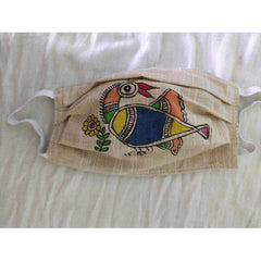 Anti Pollution Dust and Virus Protection Reusable Cotton Half Face Ear Loop Mask with Madhubani Peac