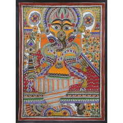 Traditional Beautiful Lord Ganesha Design Madhubani Painting for Wall Decor