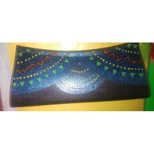 Handmade Beautiful Purse Designed by Madhubani Painting For Women In Black Colour