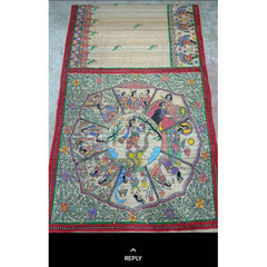 Traditional Handloom Cream Colour Silk Saree Madhubani Hand Printed For Women