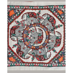 Traditional Hand Printed Floral Designs Cushion Cover Set Of 2 Pieces Madhubani Hand Printed