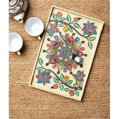 Traditional Handmade Delightful Colourful Tray Designed by Madhubani Painting