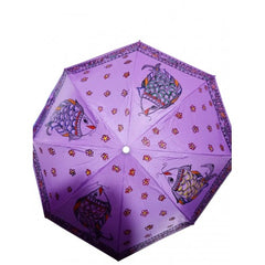 Traditional Handmade Purple Umbrella Designed By Madhubani Painting For Sun And Rain Protection