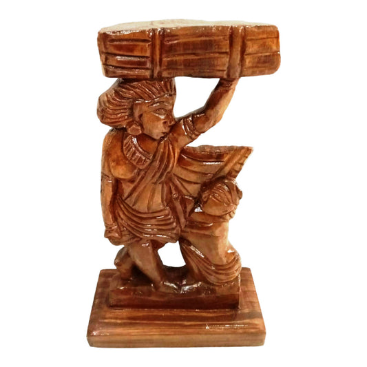 Madini along with Her Child Baster Wooden Craft