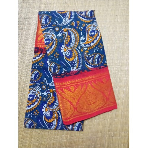 Delightful Handicraft Madurai Sungudi Mulmul Fabric Blue Colour Saree Of Tamil Nadu For Women