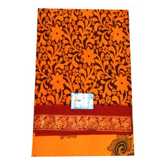 Traditional Madurai Sungudi Beautiful Cotton Orange Saree for Women