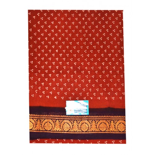 Traditional Madurai Sungudi Cotton Red Saree for Women