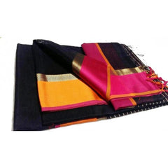 Maheshwari Black Saree With Border & Zalar Pallu For Women By Ahilya Handloom