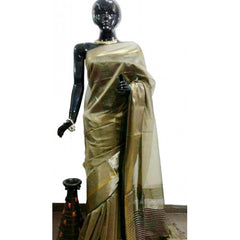 Maheshwari Grey Saree With Border & Zalar Pallu For Women By Ahilya Handloom