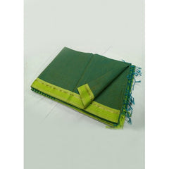 Traditional Handloom Maheshwar Ganga Jamuna Border Design Saree In Green Colour For Women