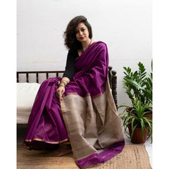 Latest Beautiful Handmade Purple Colour Maheshwar Saree For Women