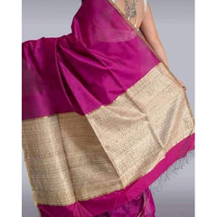 Traditional Handloom Maheshwar Khatiya Border Design Silk Pallu Saree In Pink Colour For Women