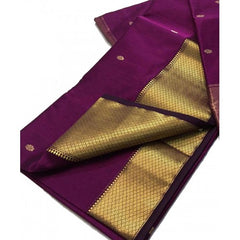 Traditional Handloom Maheshwar Zari Border Purple Saree For WomenTraditional Handloom Maheshwar Zari