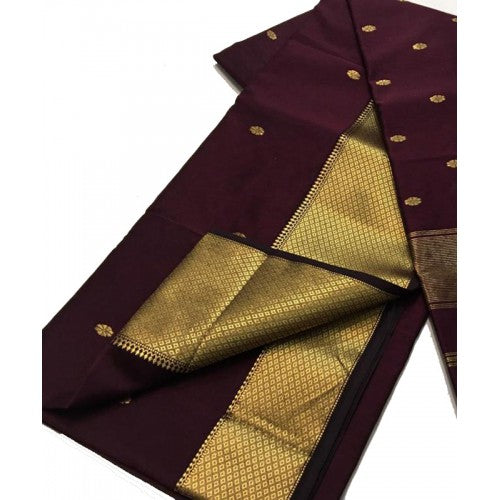 Traditional Handloom Maheshwar Zari Border Dark Purple Saree For Women